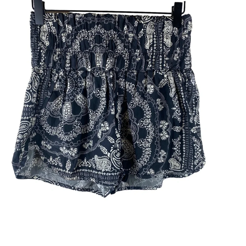 Free People Movement The Way Home Printed black Bandana Shorts High Waisted M